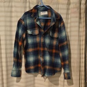 Old Navy Blue and Orange Plaid Shirt